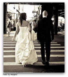 bride-and-groom-crossing-street